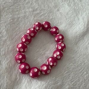 Vibrant Pink Polka Dot Beaded Bracelet